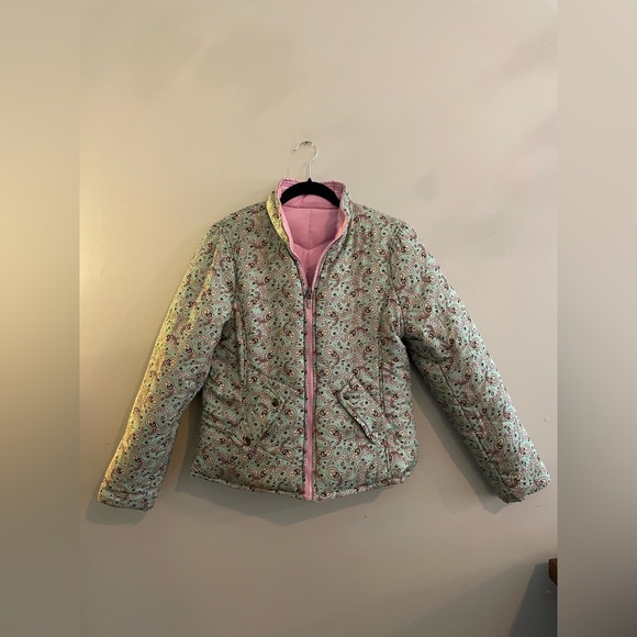 Ruff Hewn Reversible Jacket Puffer Coat Pink and Light Green Paisley - Picture 1 of 10